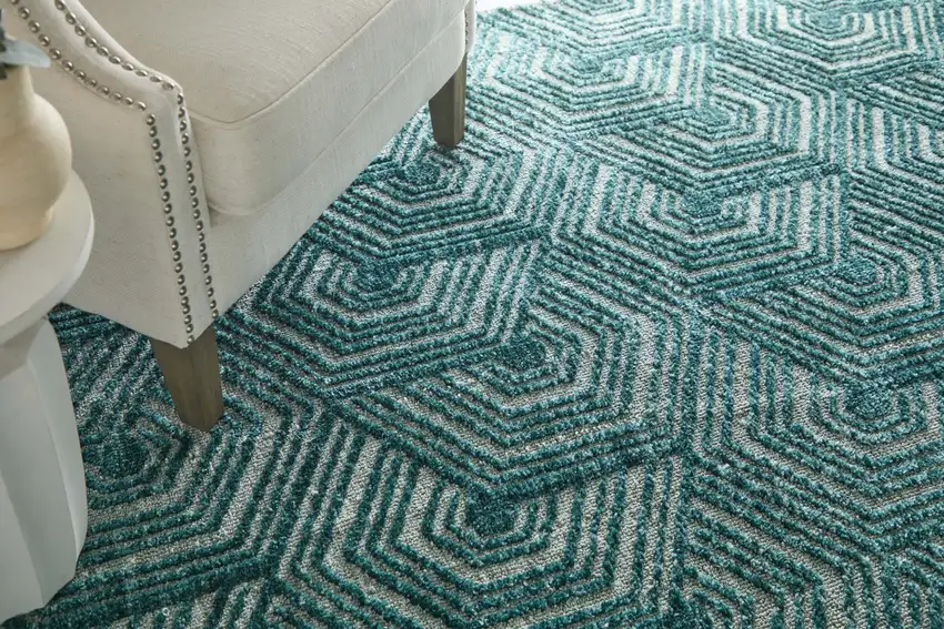 Blue And Ivory Geometric Area Rug Photo 5