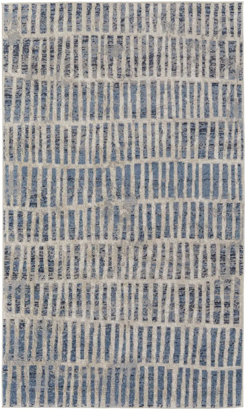 Blue And Ivory Geometric Area Rug Photo 2