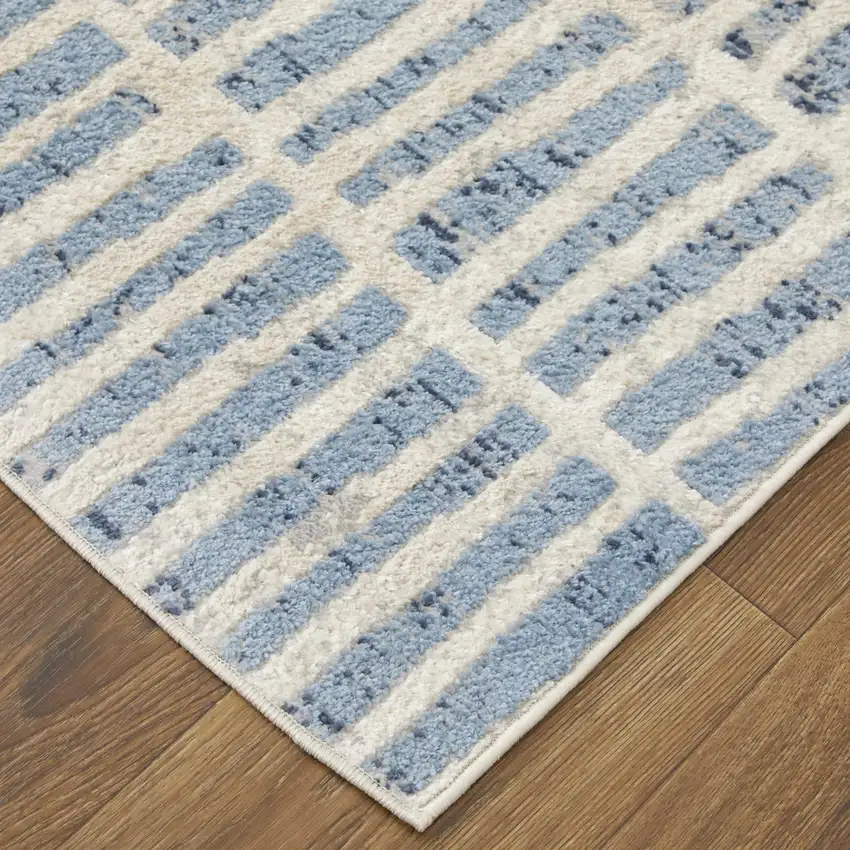 Blue And Ivory Geometric Area Rug Photo 3