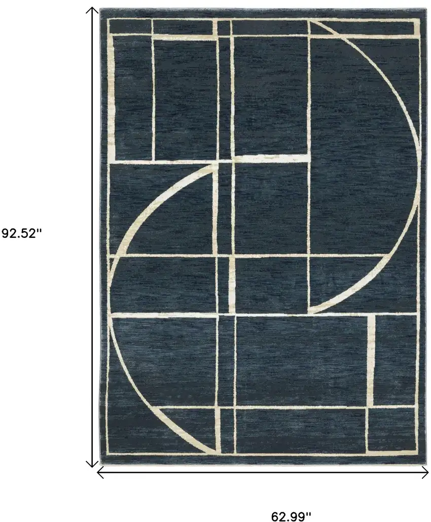Blue And Ivory Geometric Area Rug Photo 3