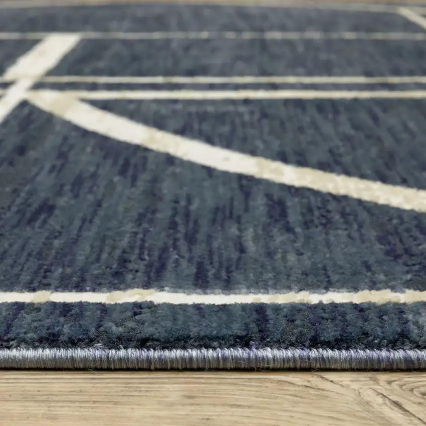 Blue And Ivory Geometric Area Rug Photo 5