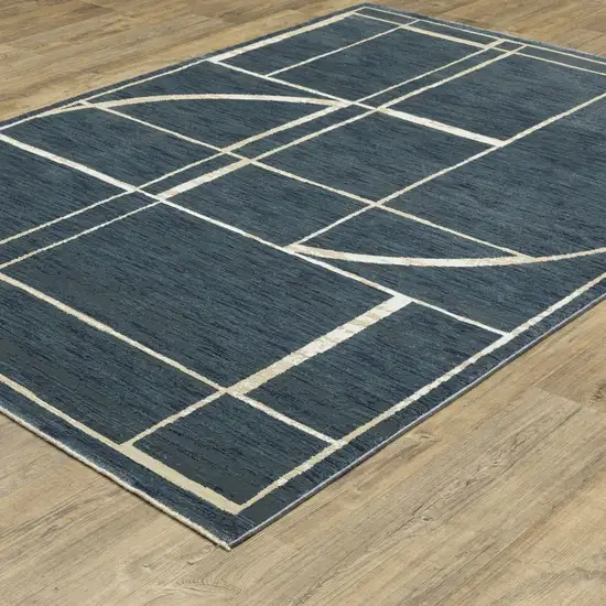 Blue And Ivory Geometric Area Rug Photo 9