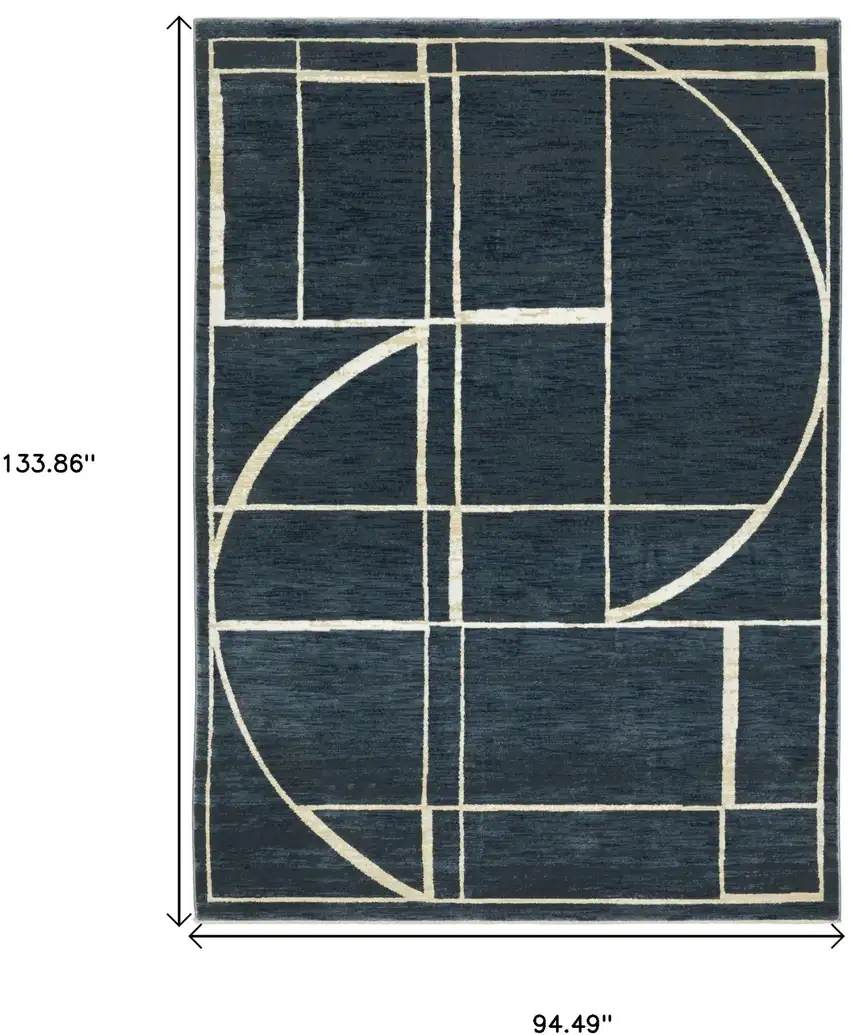 Blue And Ivory Geometric Area Rug Photo 3