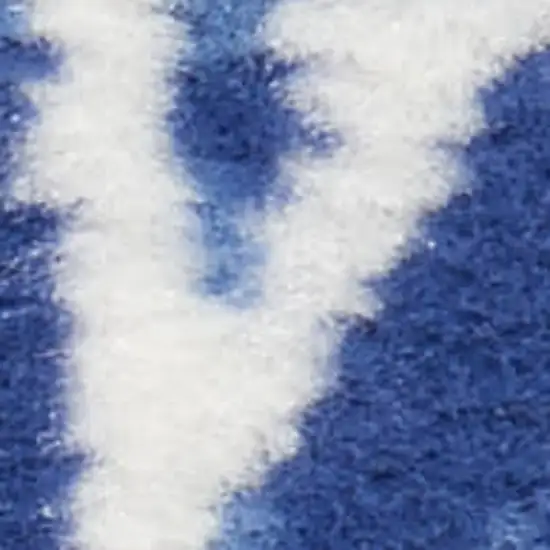 Blue And Ivory Geometric Distressed Area Rug Photo 2