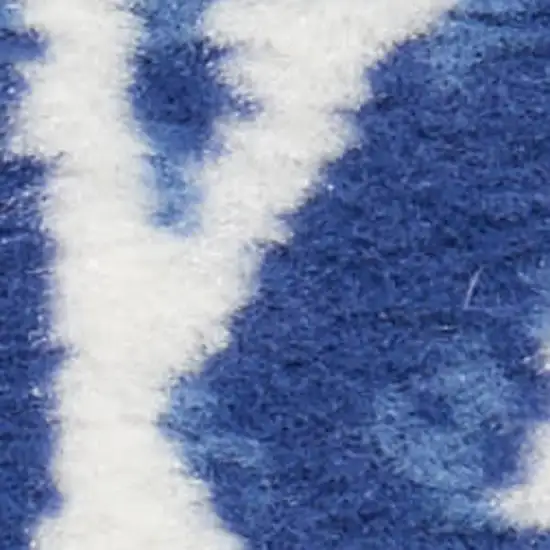 Blue And Ivory Geometric Distressed Area Rug Photo 3