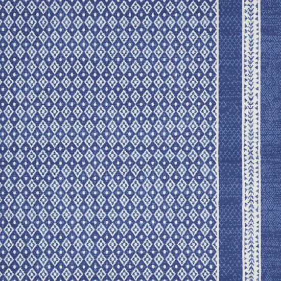 Blue And Ivory Geometric Distressed Area Rug Photo 8