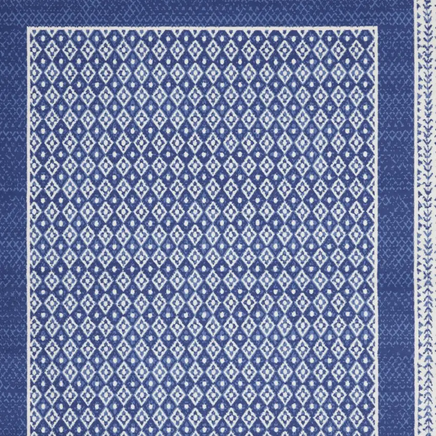 Blue And Ivory Geometric Distressed Area Rug Photo 8