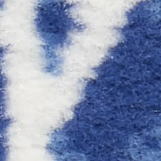 Blue And Ivory Geometric Distressed Area Rug Photo 2