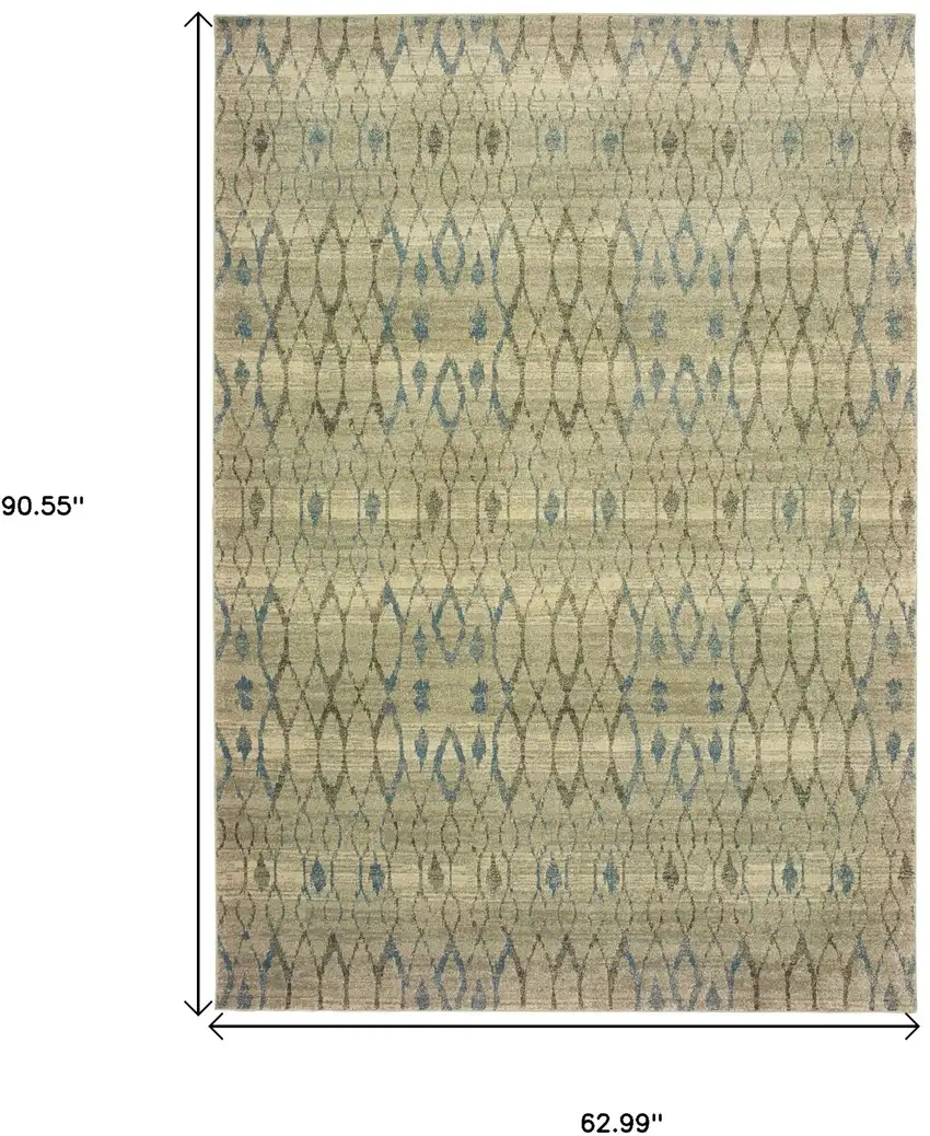 Blue And Ivory Geometric Distressed Area Rug Photo 3