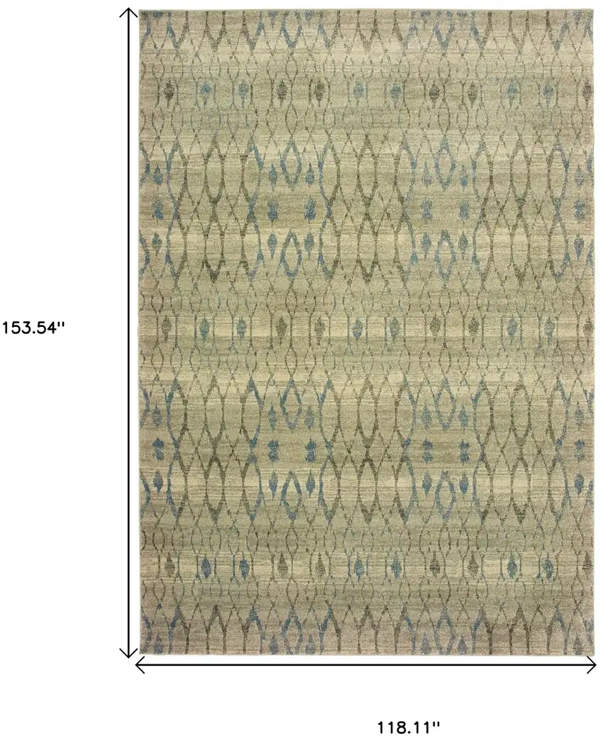 Blue And Ivory Geometric Distressed Area Rug Photo 3