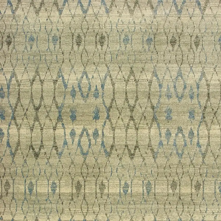 Blue And Ivory Geometric Distressed Area Rug Photo 5