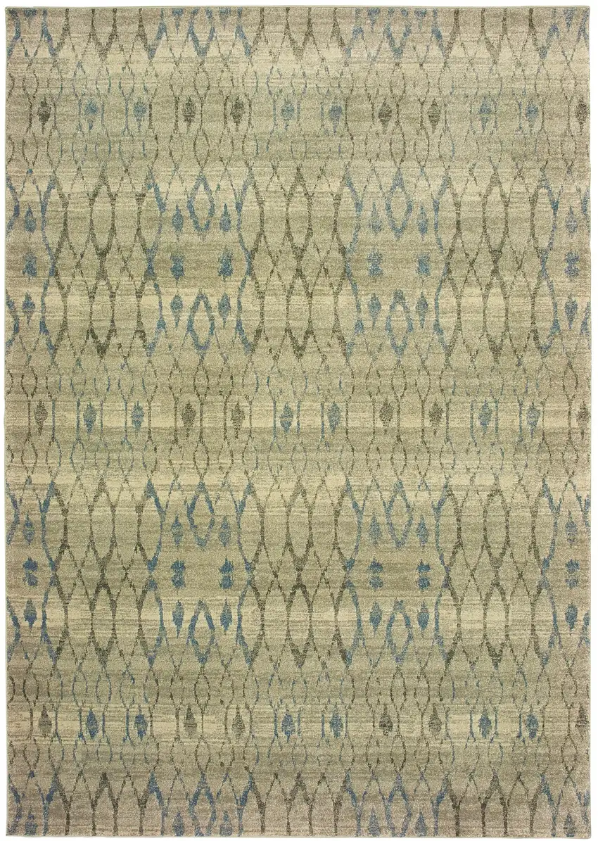 Blue And Ivory Geometric Distressed Area Rug Photo 2