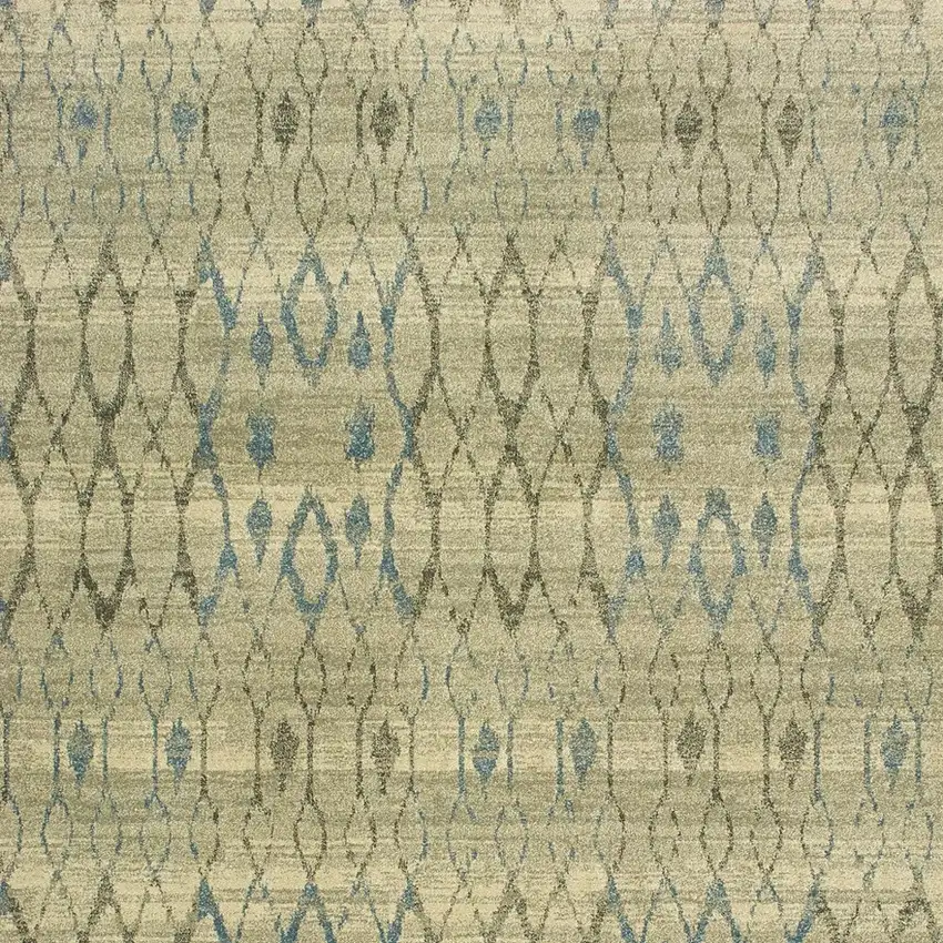 Blue And Ivory Geometric Distressed Area Rug Photo 5