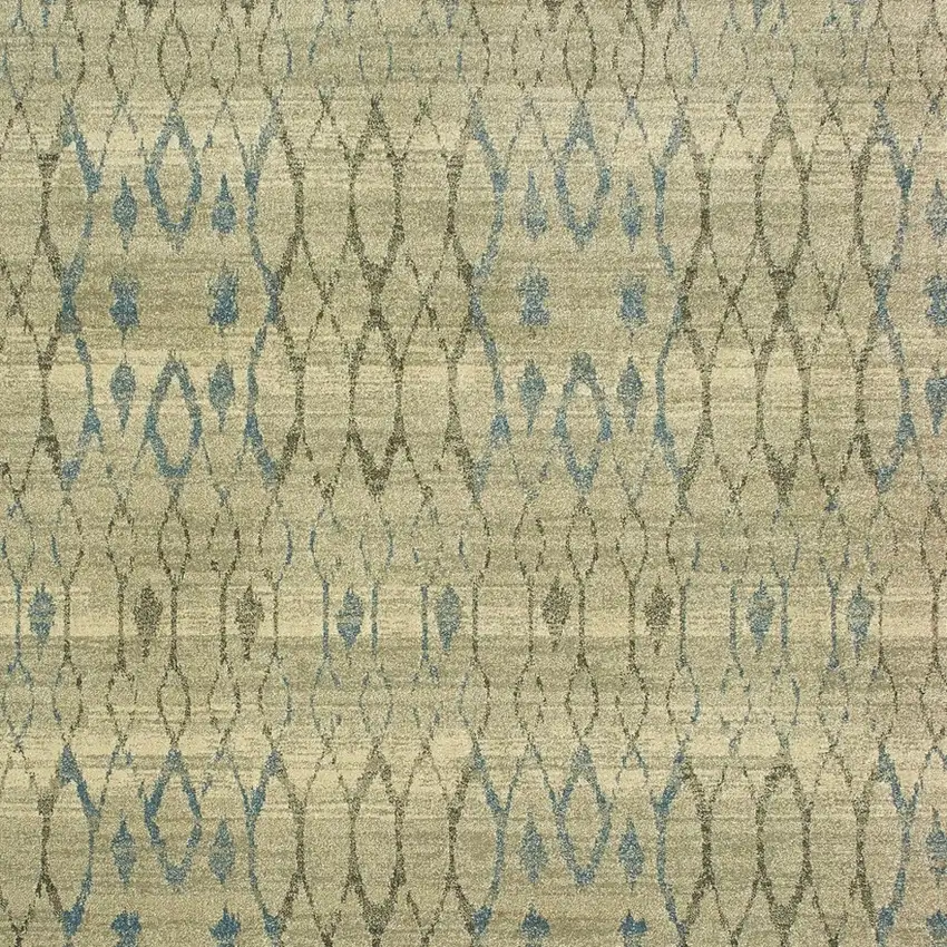 Blue And Ivory Geometric Distressed Area Rug Photo 5