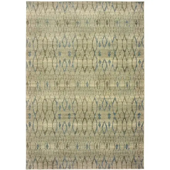Blue And Ivory Geometric Distressed Area Rug Photo 6