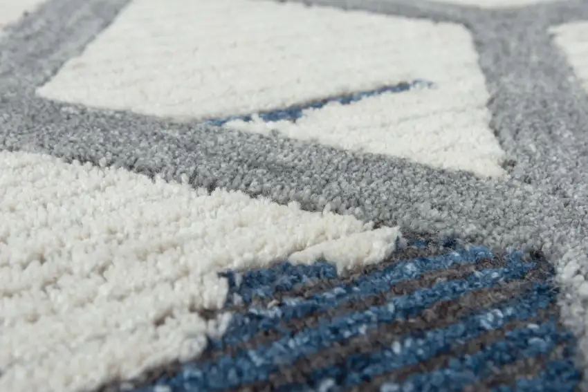 Blue And Ivory Geometric Hand Tufted Area Rug Photo 3