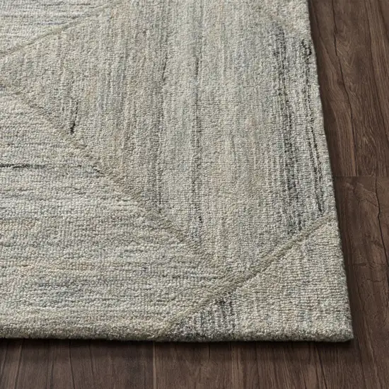 Blue And Ivory Geometric Hand Tufted Square Rug Photo 6