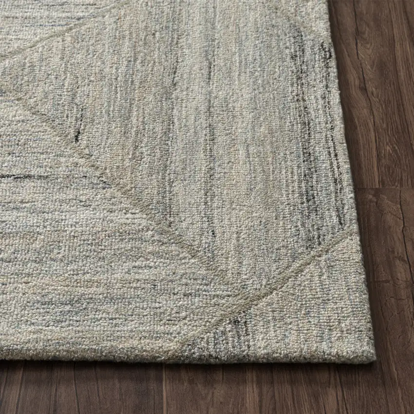 Blue And Ivory Geometric Hand Tufted Square Rug Photo 6