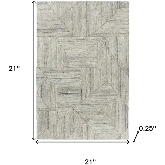 Blue And Ivory Geometric Hand Tufted Square Rug Photo 9