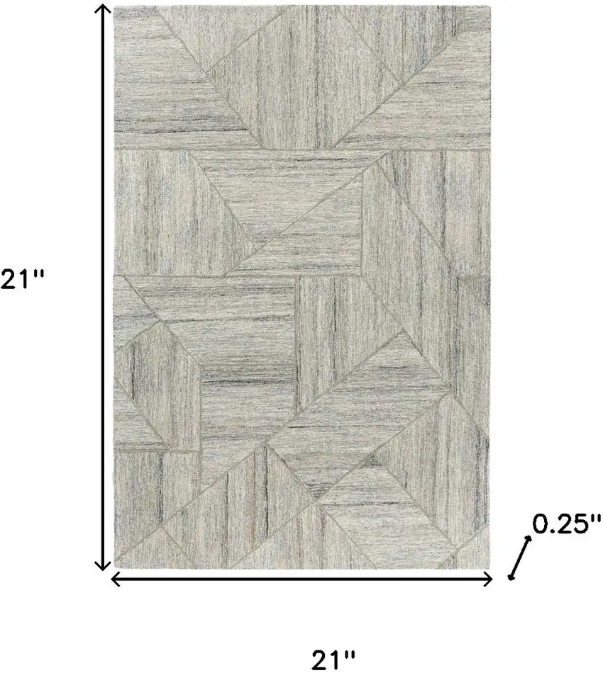 Blue And Ivory Geometric Hand Tufted Square Rug Photo 9