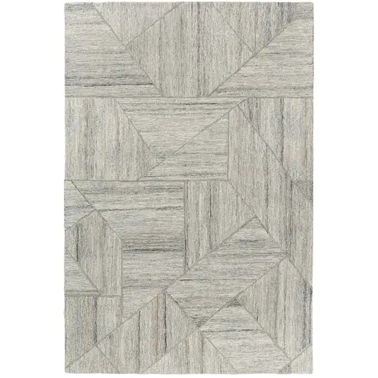 Blue And Ivory Geometric Hand Tufted Square Rug Photo 1