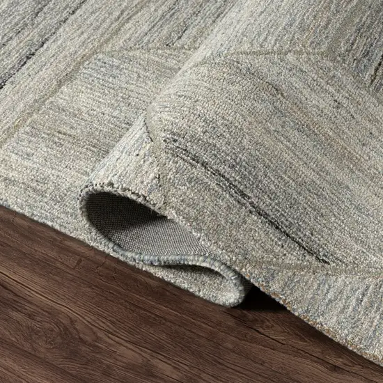 Blue And Ivory Geometric Hand Tufted Square Rug Photo 5