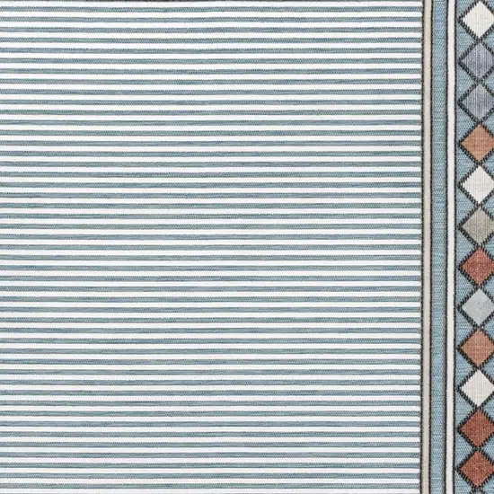 Blue And Ivory Geometric Indoor Outdoor Area Rug Photo 2