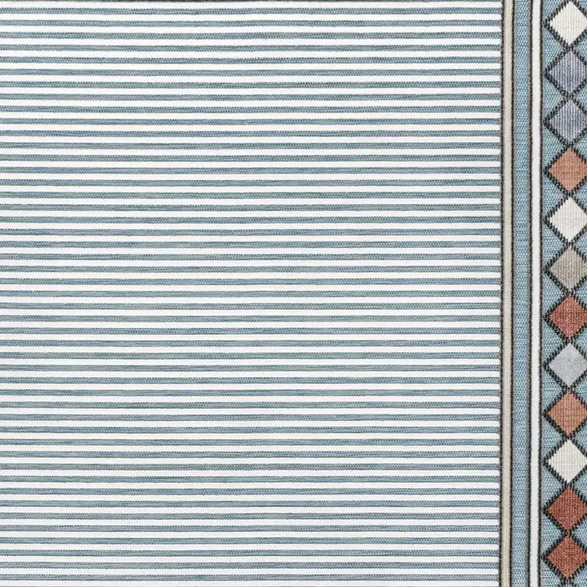 Blue And Ivory Geometric Indoor Outdoor Area Rug Photo 2