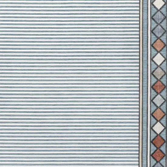 Blue And Ivory Geometric Indoor Outdoor Area Rug Photo 2