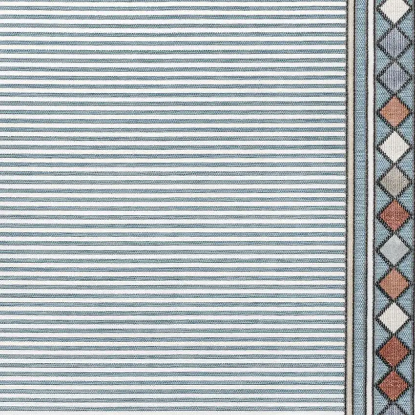 Blue And Ivory Geometric Indoor Outdoor Area Rug Photo 2