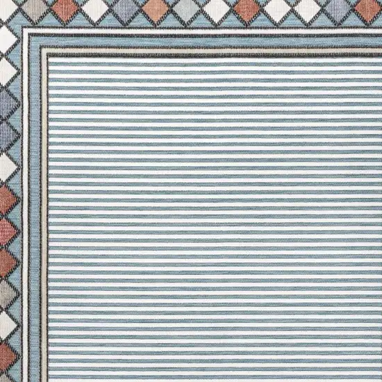 Blue And Ivory Geometric Indoor Outdoor Area Rug Photo 2