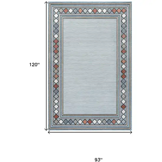 Blue And Ivory Geometric Indoor Outdoor Area Rug Photo 5