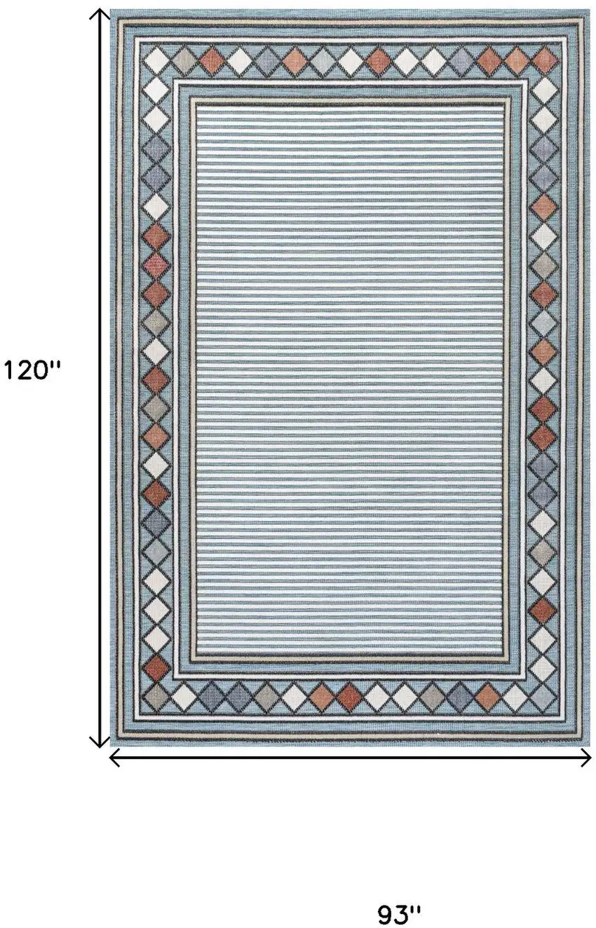 Blue And Ivory Geometric Indoor Outdoor Area Rug Photo 5
