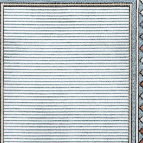 Blue And Ivory Geometric Indoor Outdoor Area Rug Photo 2