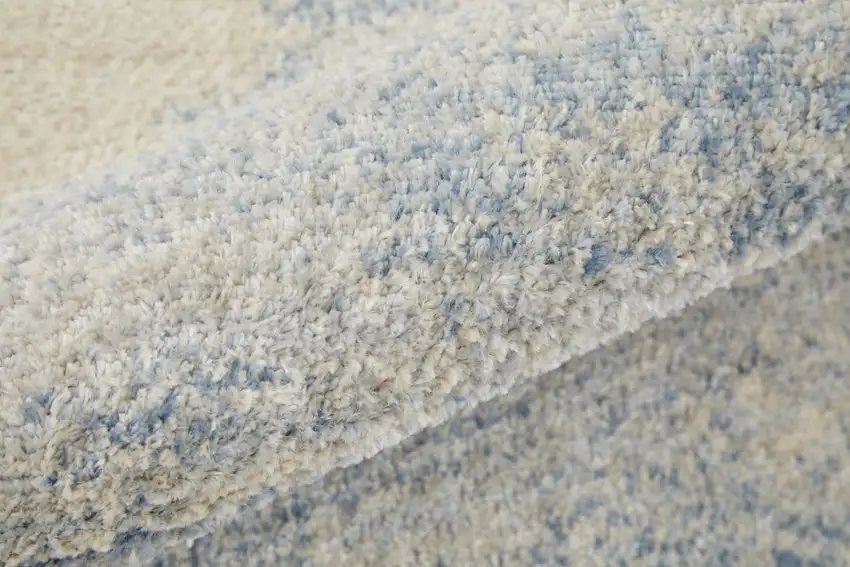 Blue And Ivory Geometric Power Loom Distressed Area Rug Photo 9