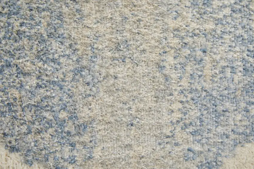Blue And Ivory Geometric Power Loom Distressed Area Rug Photo 6