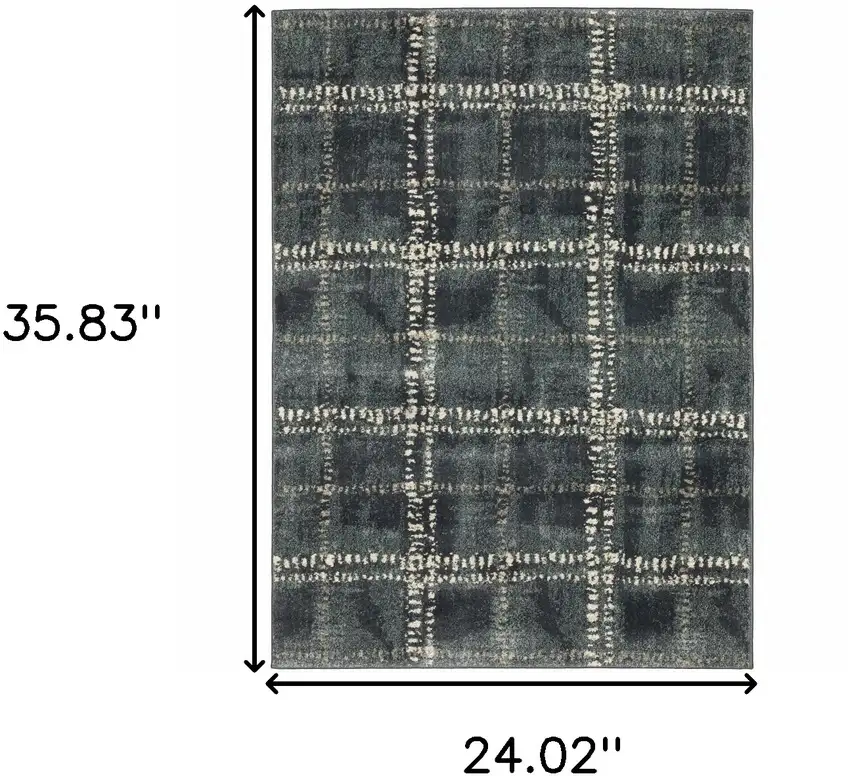 Blue And Ivory Geometric Power Loom Stain Resistant Area Rug Photo 3