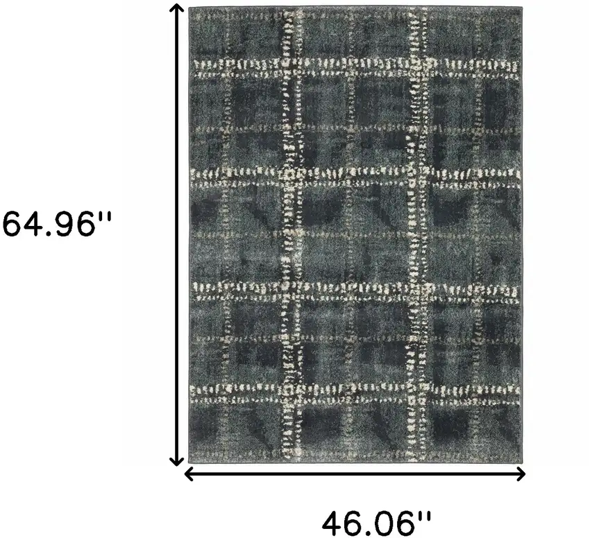 Blue And Ivory Geometric Power Loom Stain Resistant Area Rug Photo 3