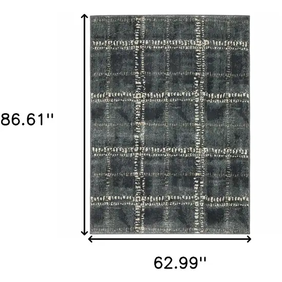 Blue And Ivory Geometric Power Loom Stain Resistant Area Rug Photo 3