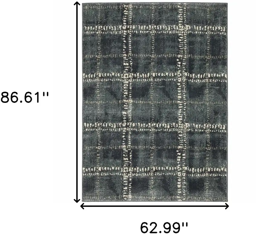 Blue And Ivory Geometric Power Loom Stain Resistant Area Rug Photo 3