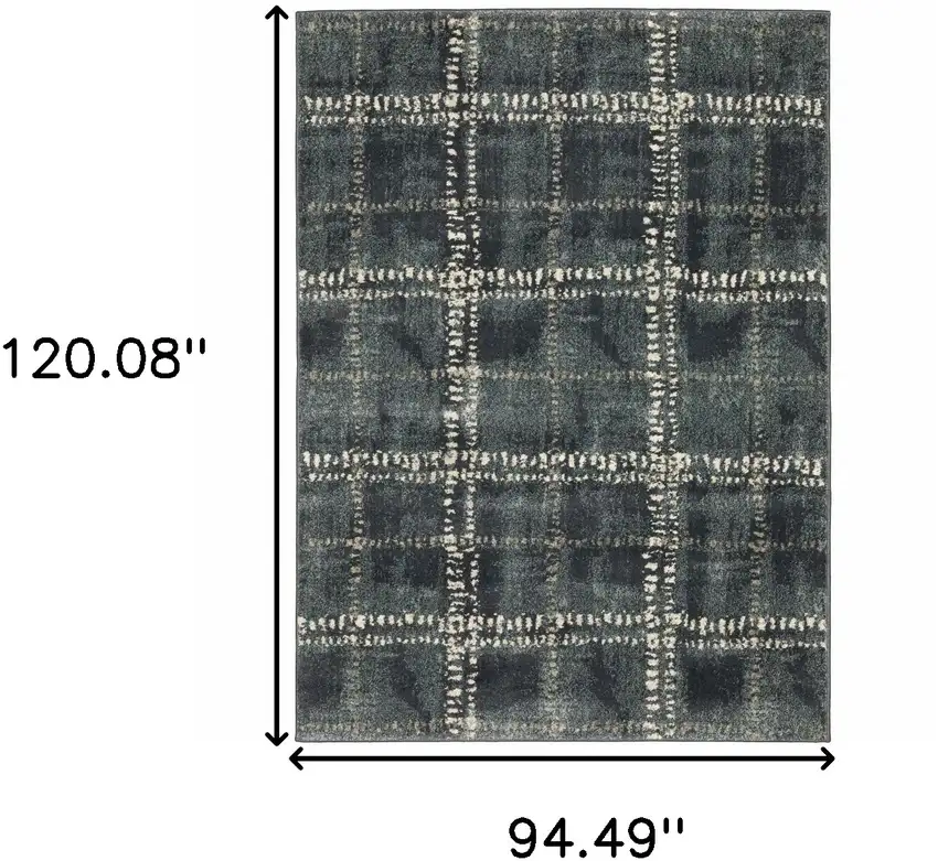 Blue And Ivory Geometric Power Loom Stain Resistant Area Rug Photo 3