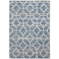 Photo of Blue And Ivory Geometric Power Loom Stain Resistant Area Rug