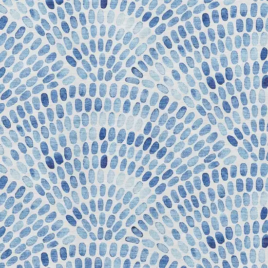 Blue And Ivory Geometric Washable Area Rug With UV Protection Photo 3