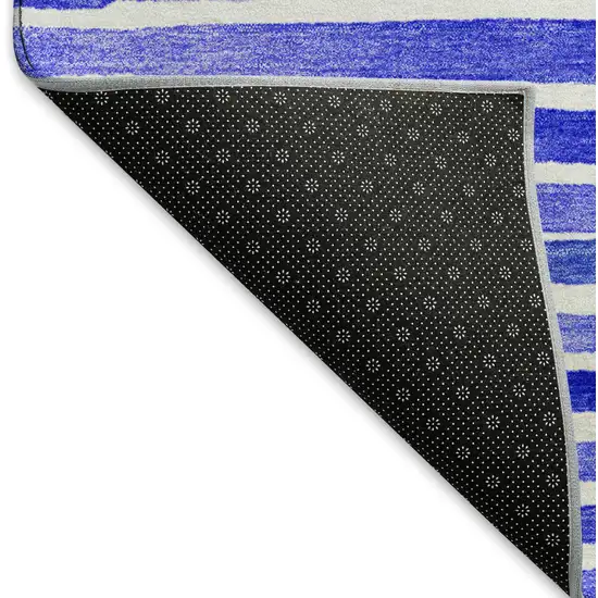 Blue And Ivory Geometric Washable Area Rug With UV Protection Photo 7