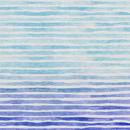 Blue And Ivory Geometric Washable Area Rug With UV Protection Photo 4