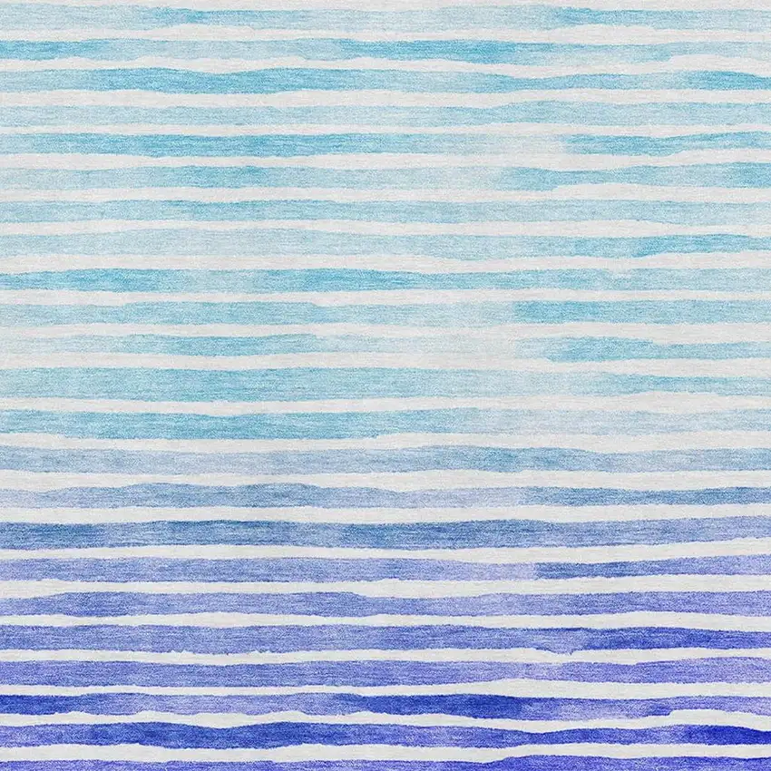 Blue And Ivory Geometric Washable Area Rug With UV Protection Photo 4