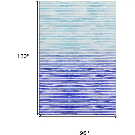 Blue And Ivory Geometric Washable Area Rug With UV Protection Photo 3