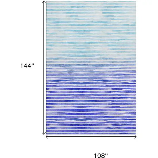 Blue And Ivory Geometric Washable Area Rug With UV Protection Photo 3