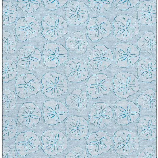 Blue And Ivory Geometric Washable Area Rug With UV Protection Photo 5