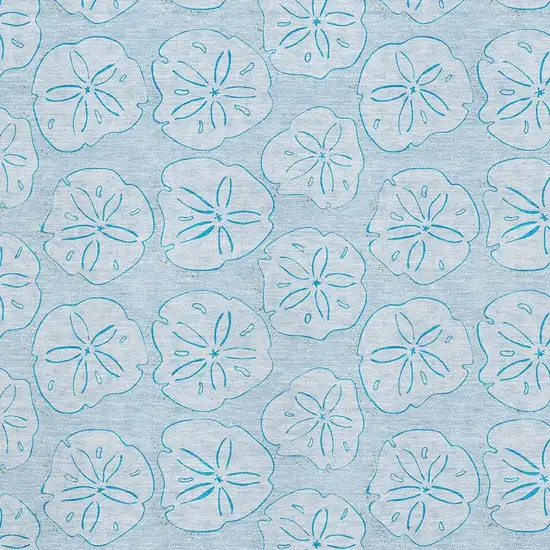 Blue And Ivory Geometric Washable Area Rug With UV Protection Photo 3